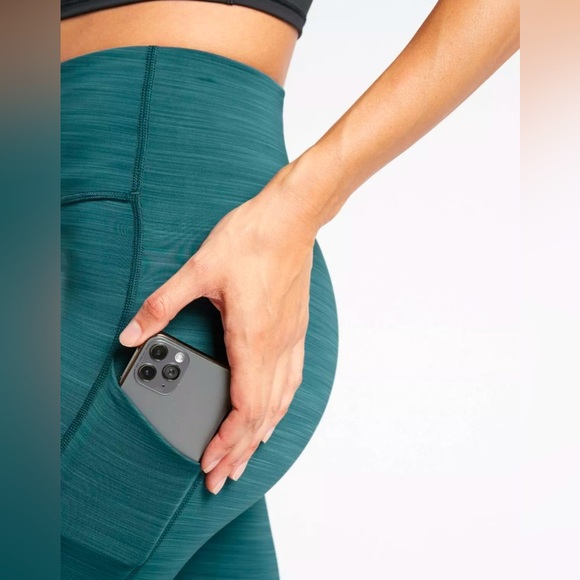 Athleta Ultimate Stash 7/8 Pocket Legging- Space Dye- Oceanic Teal Blue sz M - Picture 4 of 10